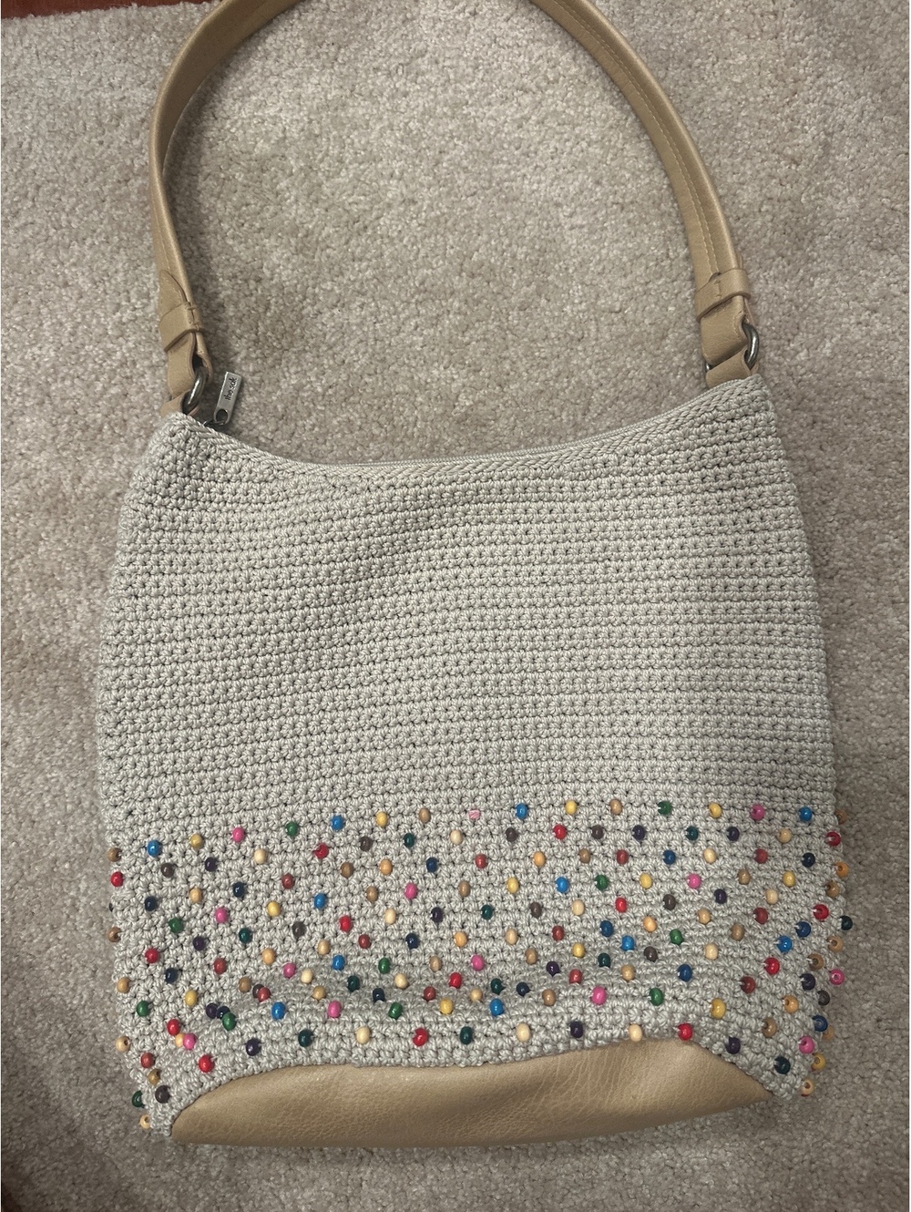 (2)The Sak Crochet Shoulder Bag with Multicolor Bead Embellishments